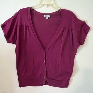 American Eagle Outfitters Burgundy Short Sleeve Button Down cardigan.